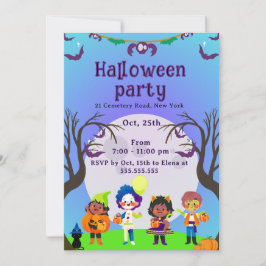 Cute Kids Halloween Party Invitation Inbjudningar