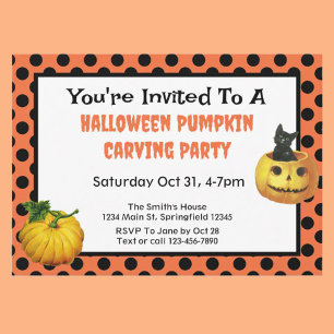 Cute Kids Halloween Pumpkin Carving Party Inbjudningar
