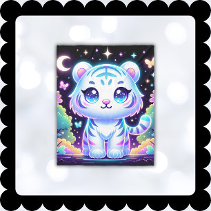 Cute Kids HoloGraph White Tiger   Fleecefilt