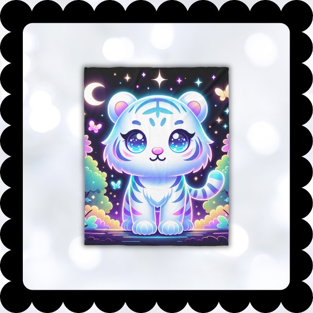 Cute Kids HoloGraph White Tiger | Fleecefilt (Skapare uppladdad)