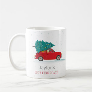 Cute Kids Jul Helgdag Red Car Personlig Kaffemugg