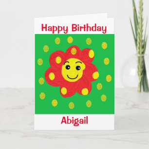 Cute Kids leende Ansikte Flower Birthday Kort