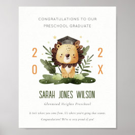 Cute Kids Lejon Foliage Anpassningsbar Preschool S Poster