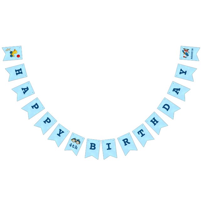 Cute Kids Leksak Lycklig 4e födelsedagen Party Vimplar (Alla)