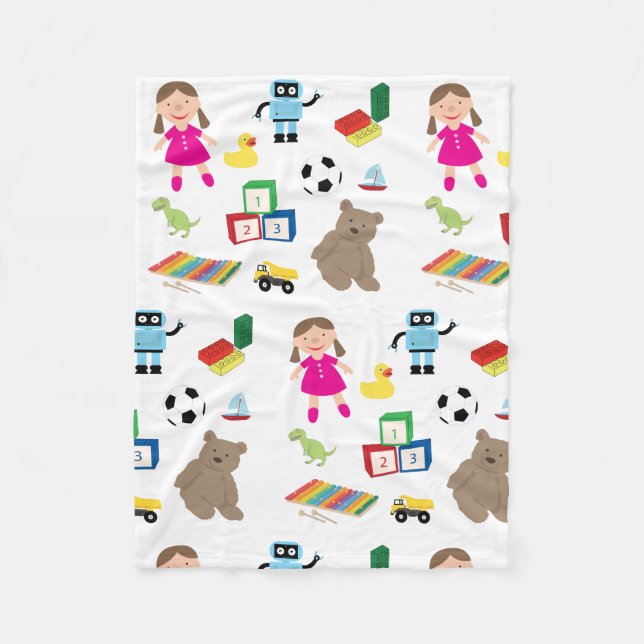 Cute Kids Leksak Mönster Fleecefilt (Framsidan)