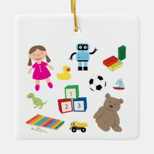 Cute Kids Leksak Mönster Julgransprydnad Keramik
