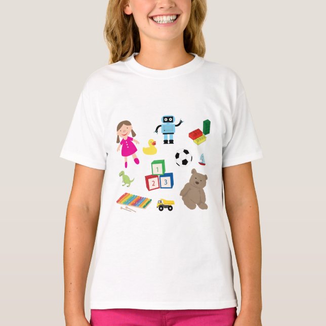 Cute Kids Leksak Mönster T Shirt (Framsida)