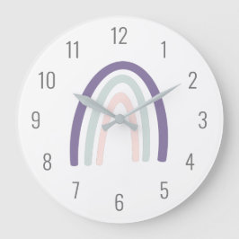 Cute Kids Lila Pastel Rainbow Wall Clock Stor Klocka