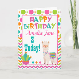 Cute Kids Llama Birthday Kort