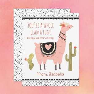 Cute Kids Llama Valentine Note Card Anteckningskort