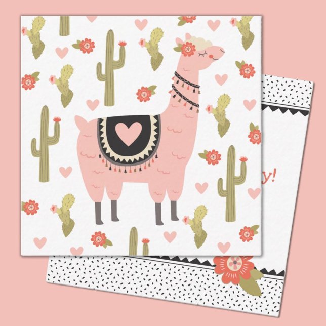 Cute Kids Llama Valentine Note Card Anteckningskort (Cute llama valentine.  Perfect for a kids classroom exchange. personalize it with your kids name.)