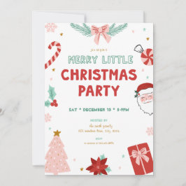 Cute Kids Merry Little Christmas Party Invitations Inbjudningar