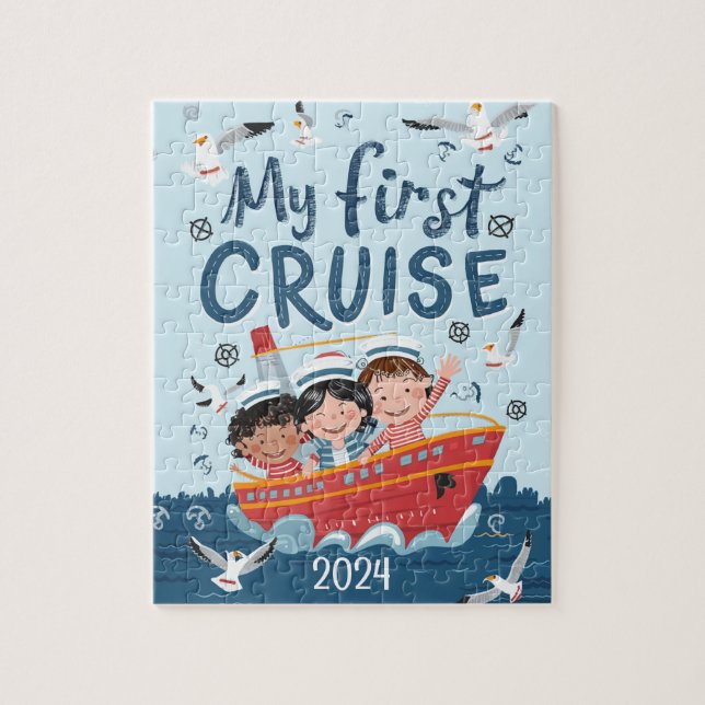 Cute Kids min första kryssningsAnpassningsbar Pussel (Vertikal)