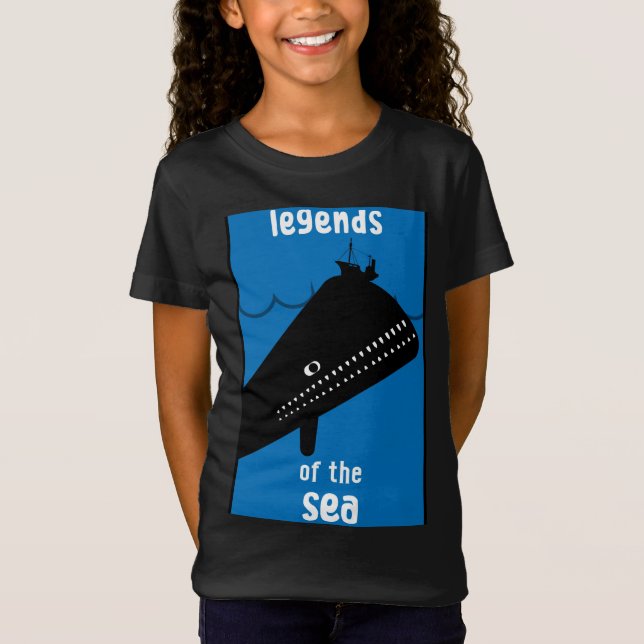 Cute Kids Moby Dick Sea Monster T Shirt (Framsida)