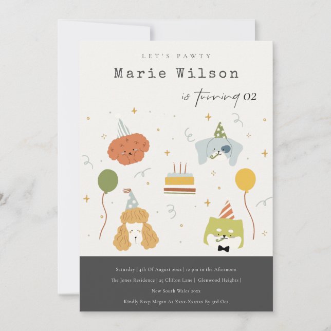 Cute Kids Party Puppy Hundar, oavsett ålder Inbjudningar (Framsida)