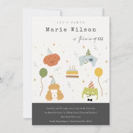 Cute Kids Party Puppy Hundar, oavsett ålder Inbjudningar