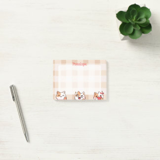 Cute Kids Personalizable Namn Manga Tecknad Cat Post-it Block