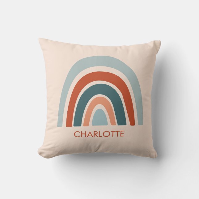 Cute Kids Rainbow Namn Boho Kudde (Framsida)