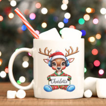 Cute Kids Reindeer jul Mugg