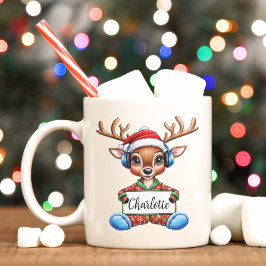 Cute Kids Reindeer jul Mugg