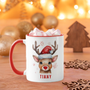 Cute Kids Reindeer Mugg med Namn