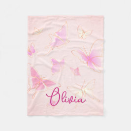 Cute Kids Rosa Butterfly Personlig Blanket Fleecefilt