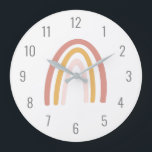 Cute Kids Rosa Pastel Rainbow Wall Clock Stor Klocka<br><div class="desc">Vi lägger alltid till nya mönster varje dag!</div>
