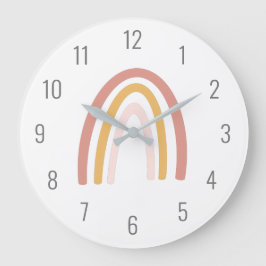 Cute Kids Rosa Pastel Rainbow Wall Clock Stor Klocka