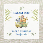 Cute Kids Safari Animal Jungle Birthday Pappersservett<br><div class="desc">Anpassa den här Jungle Napkin till ditt barns Namn och lägg till en Cute Touch till Födelsedagsfesten bord. Den här Pappersservett har en söt vattenfärgsfärg Lejon,  Giraffe och Elephant på en Roligt,  Safari Äventyr,  och ger dig en viskare beröring till din Party-dekoration. Perfekt för barn som kärlek Safari Animals.</div>