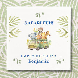 Cute Kids Safari Animal Jungle Birthday Pappersservett