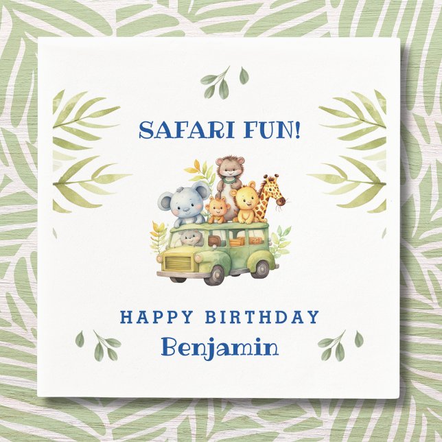 Cute Kids Safari Animal Jungle Birthday Pappersservett (Skapare uppladdad)