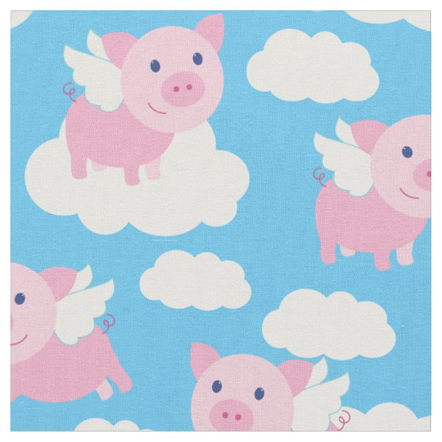 Cute Kids som flyger från Grisar Baby Nursery Pigg Tyg (Närbild)