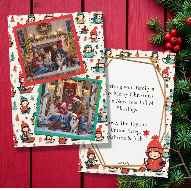 Cute Kids som sänder två fotojul Julkort (Skapare uppladdad)