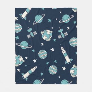 Cute Kids Space Astronaut Blue Mönster Fleecefilt