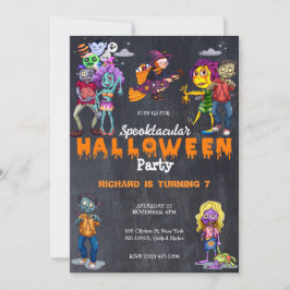 Cute Kids Spooky Halloween Costume Birthday Inbjudningar
