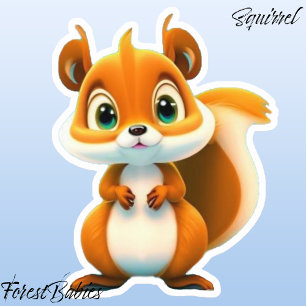 Cute Kids Squirrel Woodland Animal Tecknad Graphic Klistermärken