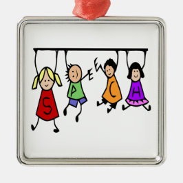 Cute Kids Tal Therapist Ord Julgransprydnad Metall