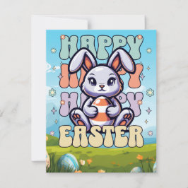 Cute Kids Tecknad Bunny Egg Glad påsk Julkort