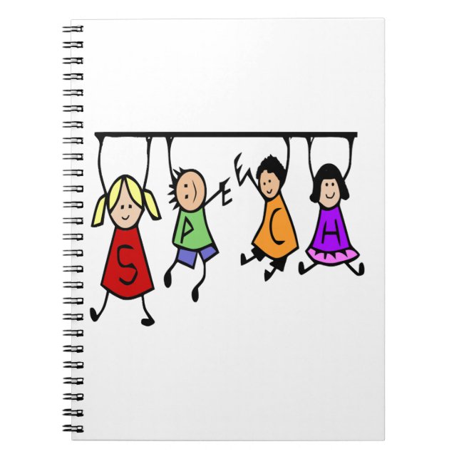 Cute Kids Tecknad Holding Tal Ord Anteckningsbok Med Spiral (Framsidan)