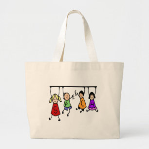 Cute Kids Tecknad Holding Tal Ord Jumbo Tygkasse