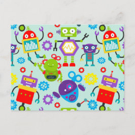 Cute Kids Tecknad Robot Vykort