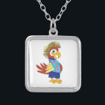 Cute Kids Tropical Parrot Birthday Silverpläterat Halsband<br><div class="desc">Den här lilla papegojan är redot att dansa in i ditt liv för alla festliga tillfälle. Med den här designen får du en aktuell ö att känna för party.</div>