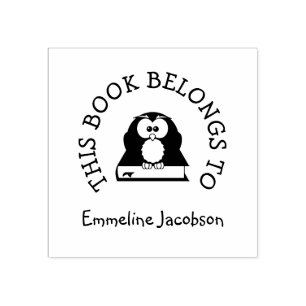 Cute Kids Uggla vid Bok Tillhören Bok-till Namn Stämpel