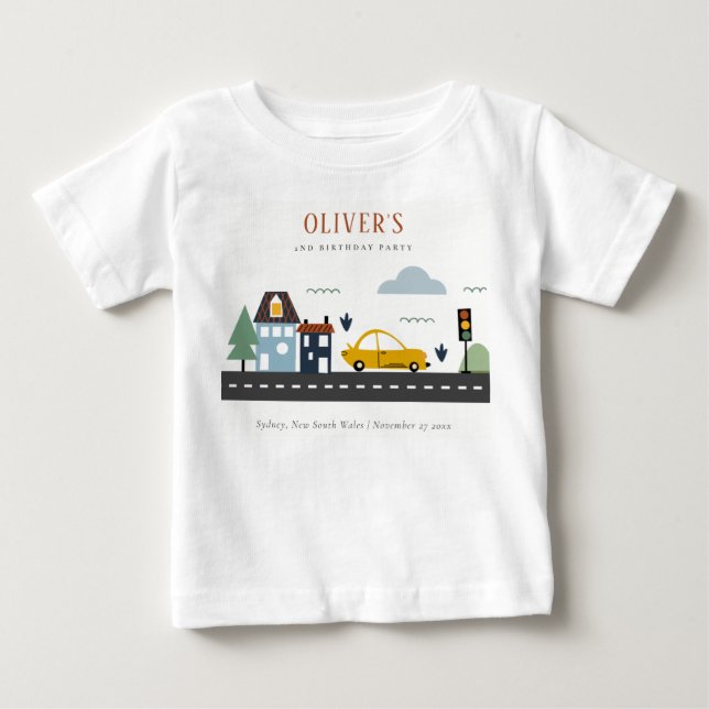 Cute Kids Urban Fordon Cars Road vid vilken ålder  T Shirt (Framsida)