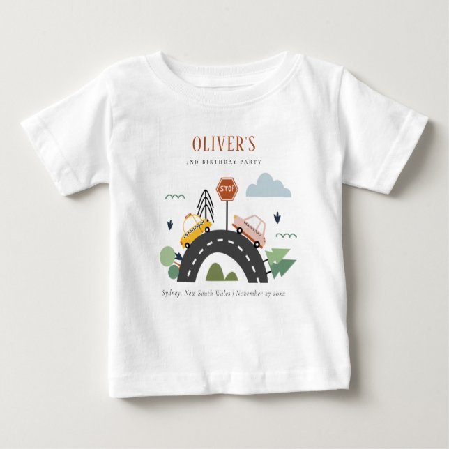 Cute Kids Urban Fordon Cars Road vid vilken ålder  T Shirt (Framsida)
