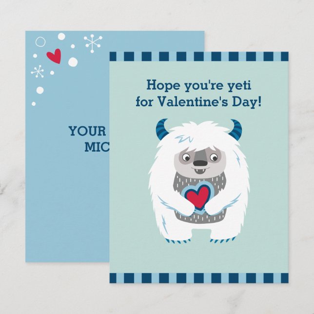 Cute Kids Valentine Monster Helgdag Card Anteckningskort (Fram/baksida)