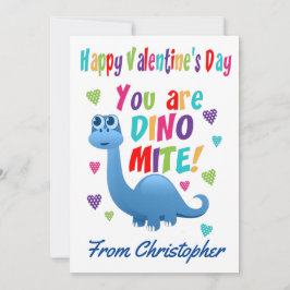 Cute Kids Valentines day Classroom Dinosaur Julkort