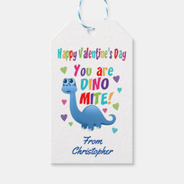 Cute Kids Valentines day Classroom Dinosaur Presentetikett