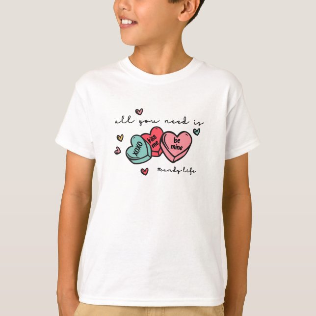 Cute Kids Valentines day T Shirt (Framsida)