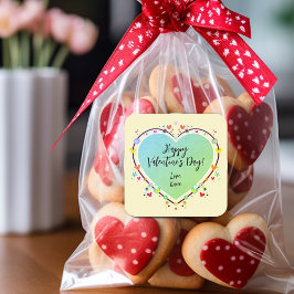 Cute Kids Valentiness Heart Fyrkantigt Klistermärke